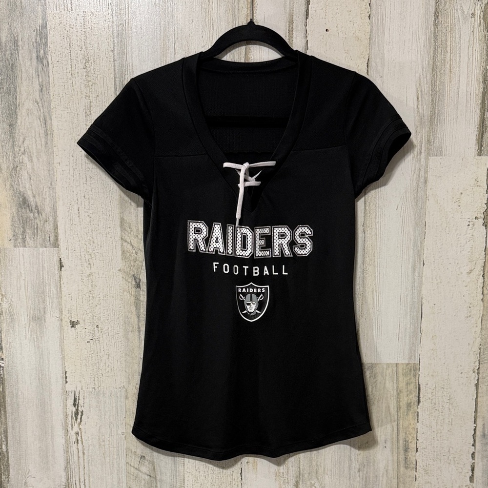 Black Raiders V-Neck Football Tee